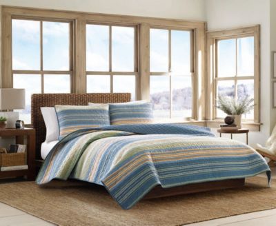 Eddie Bauer - Yakima Valley Stripe Persimmon Reversible 2-Piece Twin Quilt Set