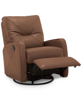 Furniture - Leather Power Swivel Glider Recliner