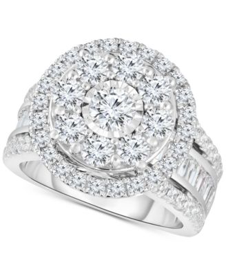 TruMiracle - Diamond Halo Cluster Engagement Ring (3 ct. t.w.) in 10k White Gold