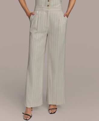 Donna Karan New York - Women's Linen-Blend Pinstripe Wide-Leg Pants, Regular & Petite Sizes