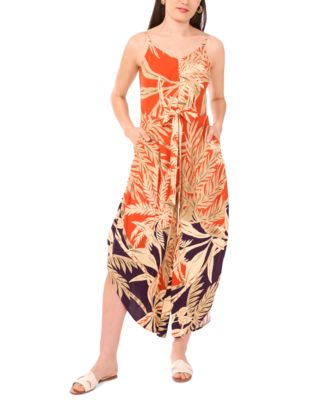 Vince Camuto - Women's Printed Bow-Front Sleeveless Jumpsuit