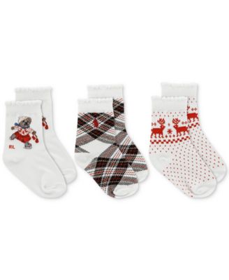 Polo Ralph Lauren - Baby Skater Bear Crew Socks, 3 Pack