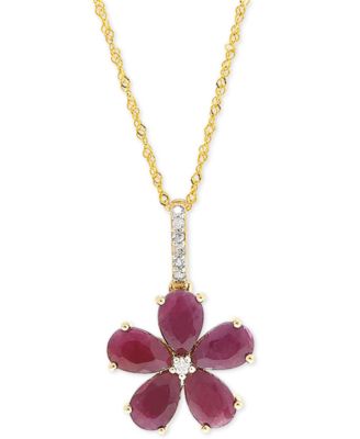 Macy's - Gemstone & Diamond Accent 18" Pendant Necklace in 14k Gold