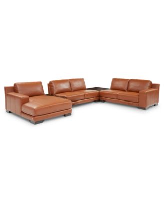 Macy's - Darrium 5-Pc. Leather Chaise Sectional with Corner Table & Console