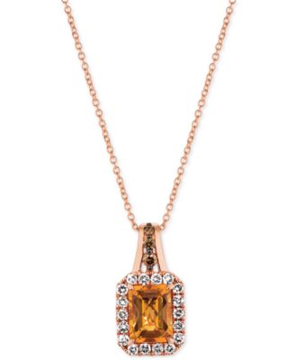 Le Vian - Cinnamon Citrine (1-1/3 ct. t.w.) & Diamond (3/8 ct. t.w.) 18" Pendant Necklace in 14k Rose Gold (Also in Amethyst, Blue Topaz, Peridot & Smoky Quartz)