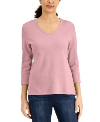 Karen Scott - Petite 3/4-Sleeve Top
