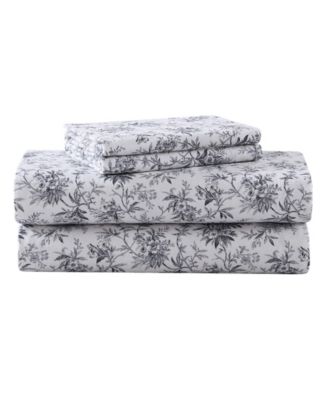 Laura Ashley - Faye Toile Flannel Queen Sheet Set