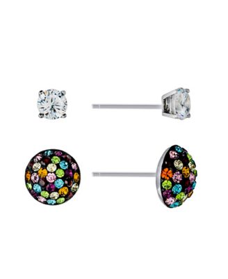 Giani Bernini - 2-Pc. Set Cubic Zircona Solitaire & Cluster Stud Earrings in Sterling Silver