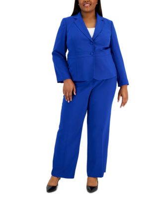 Le Suit - Plus Size Crepe Two-Button Blazer & Pants