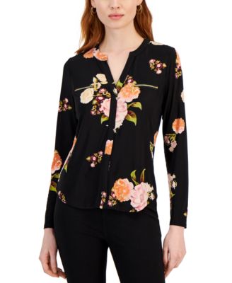 I.N.C. International Concepts - Petite Printed Zip-Pocket Top