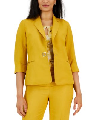 Kasper - Women's Button-Front 3/4-Sleeve Notch-Lapel Blazer