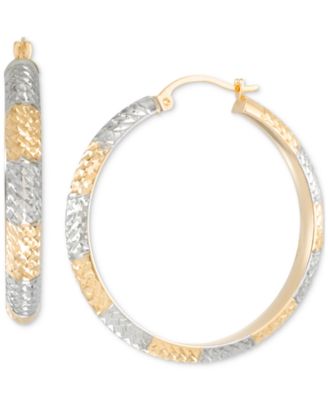 Macy's - Diamond-Cut Hoop Earrings in 14k Two-Tone Gold