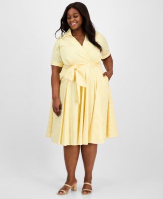 Tahari ASL - Plus Size Collared V-Neck Short-Sleeve Dress