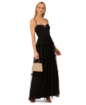Adrianna - Women's Ruffle Tiered Mesh Sleeveless Gown