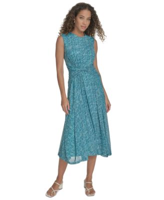 Calvin Klein - Women's Printed Ruched-Waist Midi Dress
