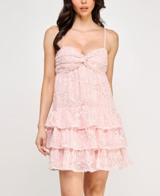 SENI & CADE - Juniors' Sequin Embellished Sleeveless A-Line Dress
