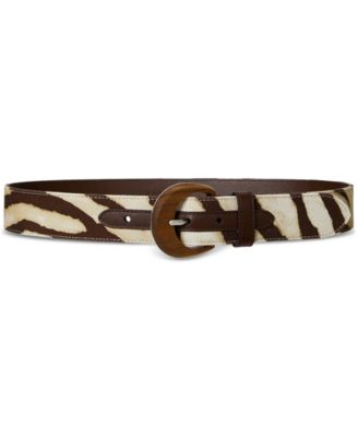 Lauren Ralph Lauren - Zebra-Print Wood-Buckle Wide Belt