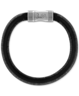 Esquire Men's Jewelry - Flat Snake Chain Bracelet in Black Ion-Plated Stainless Steel & Stainless Steel