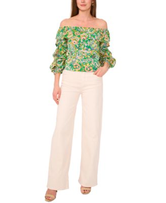 Vince Camuto - Women's Bubble-Sleeve Off-The-Shoulder Top