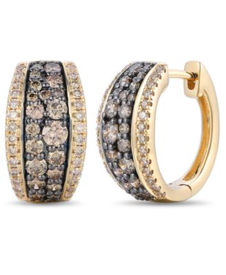Le Vian - Chocolate Diamond & Nude Diamond Small Hoop Earrings (1-1/8 ct. t.w.) in 14k Gold, 0.57"