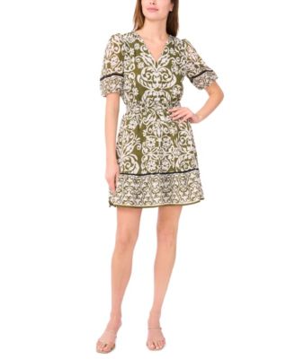 MSK - Petite Short-Sleeve V-Neck Fit & Flare Dress