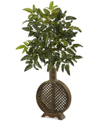 Nearly Natural - 39" Bracken Fern Artificial Plant in Open-Weave Planter