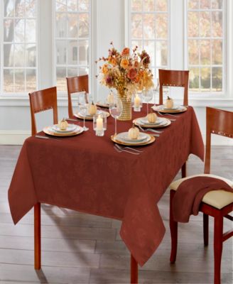 Elrene - Elegant Woven Leaves Jacquard Damask Tablecloth, 60"x120"