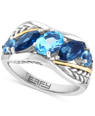EFFY Collection - Blue Topaz (3 ct. t.w.) Ring in Sterling Silver & 18k Gold-Plate