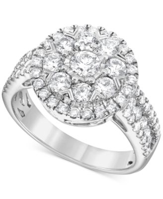 Macy's - Diamond Halo Cluster Engagement Ring (1-1/2 ct. t.w.) in 14k White Gold