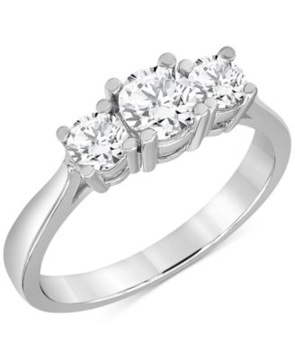 Macy's - Diamond Three Stone Engagement Ring (1 ct. t.w.) in 14k White Gold