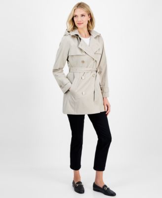 Michael Kors - Women's Double-Breasted Belted Hooded Coat, Exclusively at Macy's