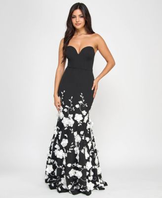 City Studios - Juniors' 3D Floral-Appliqu&eacute; Mermaid Gown