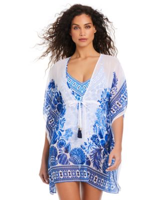 Beyond Control - Women's Sea Life V-Neck Caftan Cover-Up