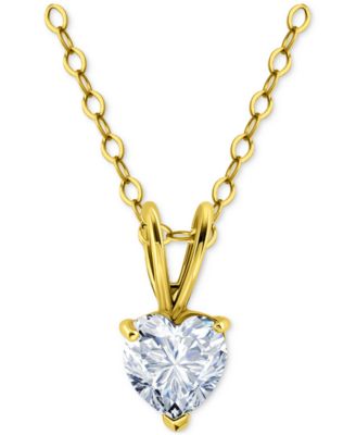 Giani Bernini - Cubic Zirconia Heart Pendant Necklace in 18k Gold-Plated Sterling Silver (also in Sterling Silver), 16" + 2" extender
