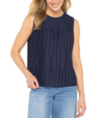 Liverpool Los Angeles - Women's Crewneck Sleeveless Pleated Knit Top