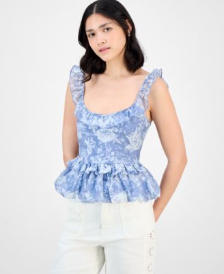 And Now This - Petite Ruffle Bubble Hem Top