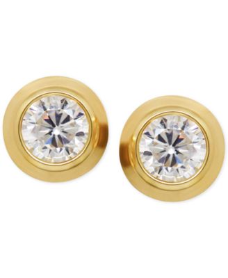 Macy's - Cubic Zirconia Bezel-Set Stud Earrings in 14k Yellow, White or Rose Gold