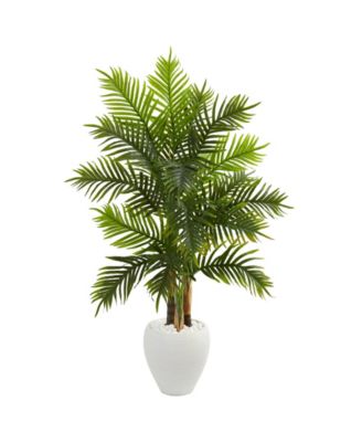 Nearly Natural - 5' Areca Palm Artificial Tree in White Planter