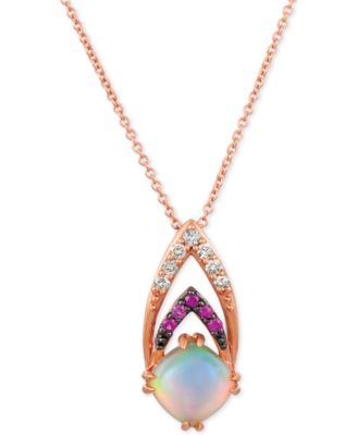Le Vian - Neopolitan Opal (3/4 ct. t.w.), Passion Ruby Accent & Nude Diamonds (1/10 ct. t.w.) 18" Pendant Necklace in 14k Rose Gold (Also Available with Blueberry Sapphire accent)
