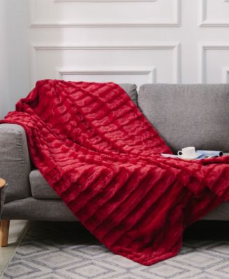 Cheer Collection - Ultra Soft Faux Fur to Microplush Reversible Cozy Warm Throw Blanket