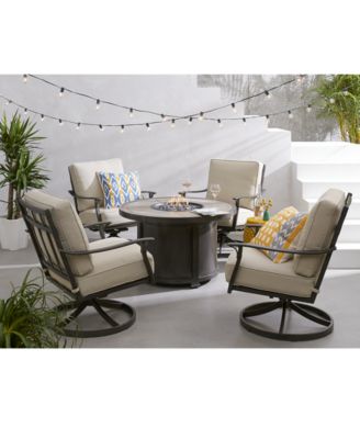 Agio - Lexington Outdoor 5-Pc. Chat Set (1 Fire Pit & 4 Swivel Rocker Chairs)