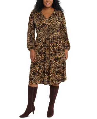 London Times - Plus Size Printed Fit & Flare Dress