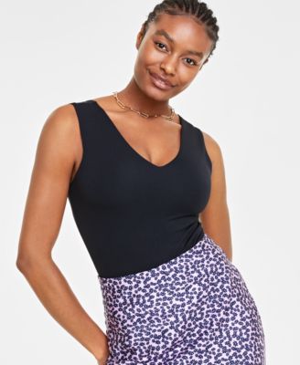 On 34th - Women's Knit Double V-Neck Bodysuit