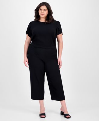 AK Anne Klein - Plus Size High-Rise Cropped Pull-On Pants