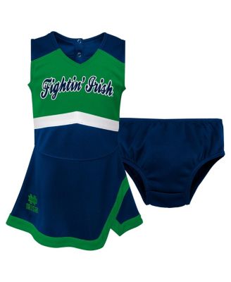 Outerstuff - Girls Preschool Navy Notre Dame Fighting Irish Two-Piece Cheer Captain Jumper Dress Bloomers Set