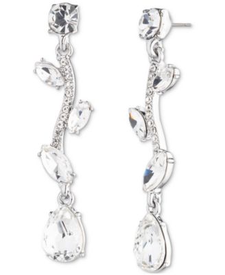 Givenchy - Silver Tone Viney Linear Crystal Earrings