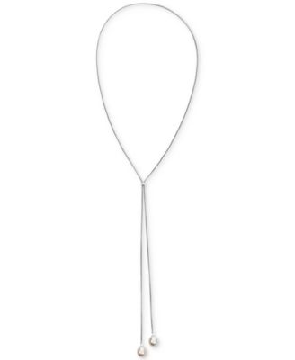 Macy's - Cultured Freshwater Pearl (9-1/2mm) Lariat Necklace in Sterling Silver