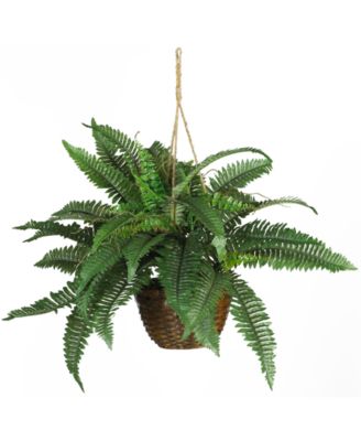 Nearly Natural - Boston Fern Artificial Plant Hanging Basket