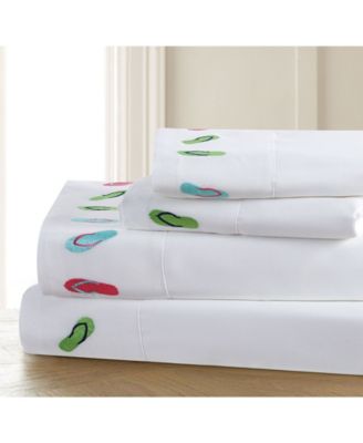 Universal Home Fashions - SEASIDE RESORT Flips Embroidered Sheet Set KING