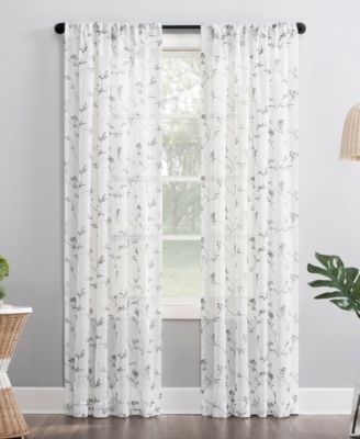 No. 918 - Delia 50" x 84" Embroidered Floral Sheer Curtain Panel